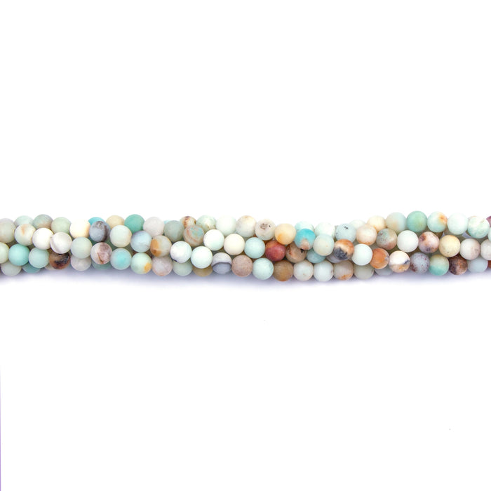 6mm Round Matte Black-Gold Amazonite - 16 inch Strand