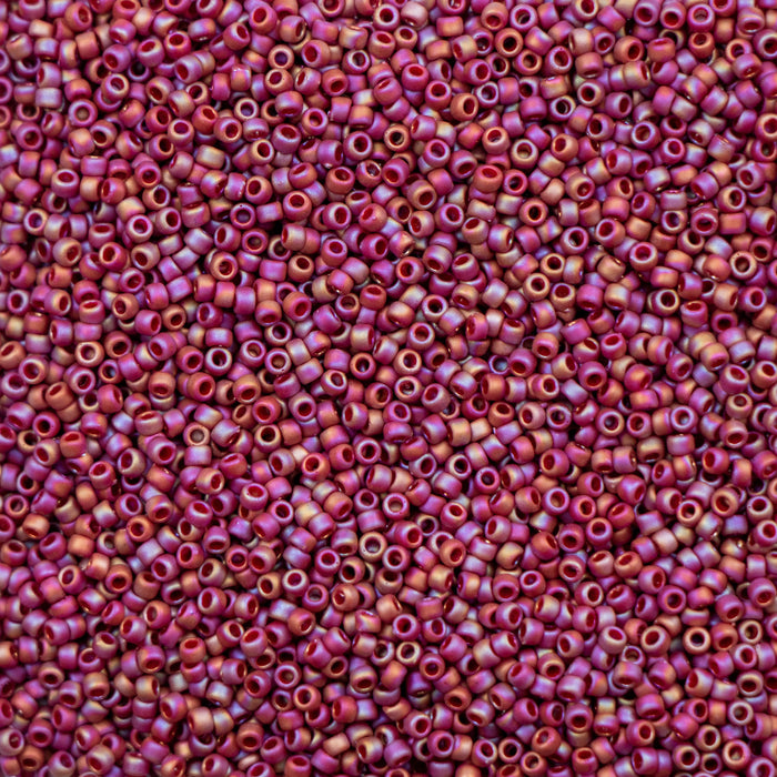 15/0 TOHO Seed Bead - Semi Glazed Rainbow - Dark Red