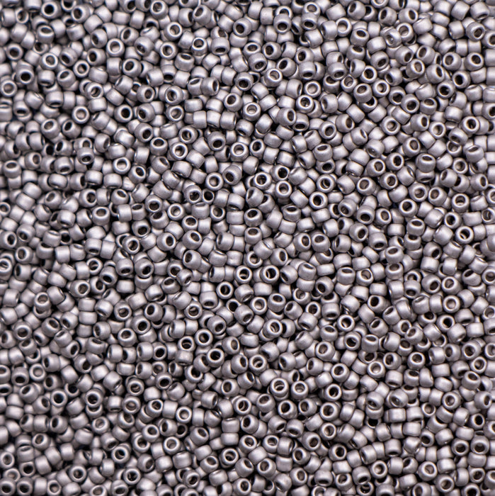15/0 TOHO Seed Bead - Metallic Frosted Antique Silver