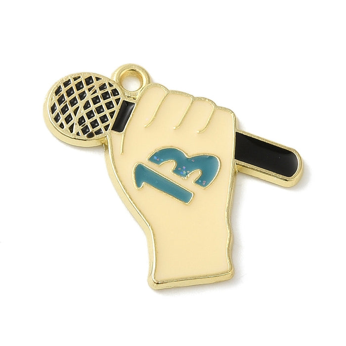 20mm x 21mm Beige and Blue Swiftie Microphone Charm - Enamel and Base Metal***