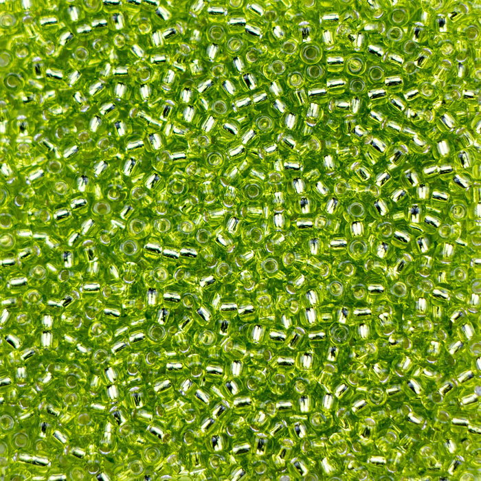 11/0 TOHO Seed Bead - Silver-Lined Lime Green