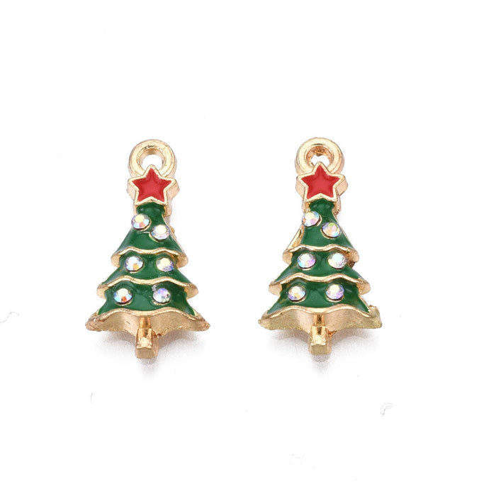 9mm x 18mm Christmas Tree Charm - Enamel and Base Metal***