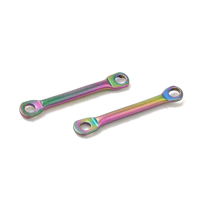 1mm x 12mm Bar Connectors - Rainbow Plated Stainless Steel***