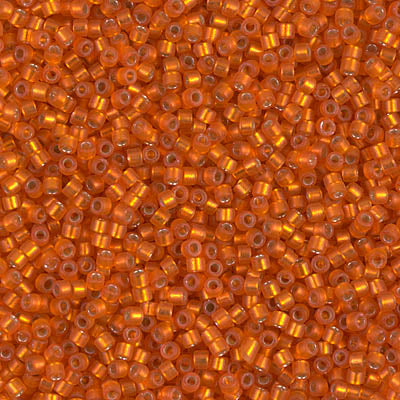 5 Grams of 11/0 Miyuki DELICA Beads - Dyed Semi-Frosted Silverlined Dark Orange