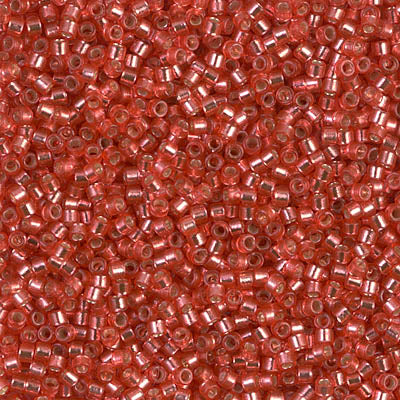 5 Grams of 11/0 Miyuki DELICA Beads - Duracoat Silverlined Dyed Light Cranberry