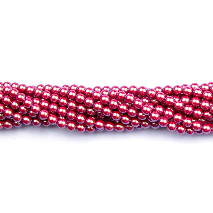 6mm Round Crystal Pearl - Pearlescent Cranberry