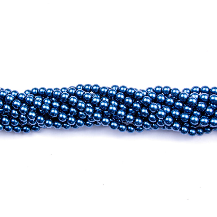 6mm Round Crystal Pearl - Midnight Blue