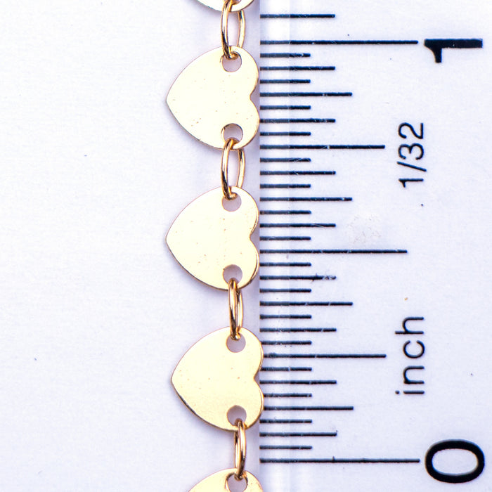 6.0mm x 5.5mm Heart Chain - Gold