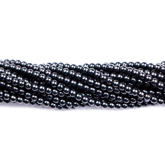 2mm Round  Glass Pearl - Black***