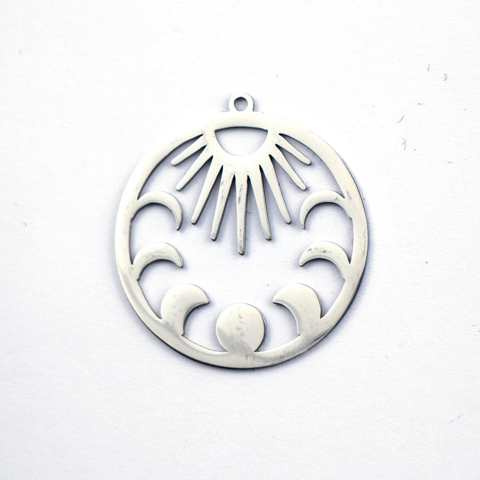 28mm x 30mm Moon and Sun pendant - Stainless Steel