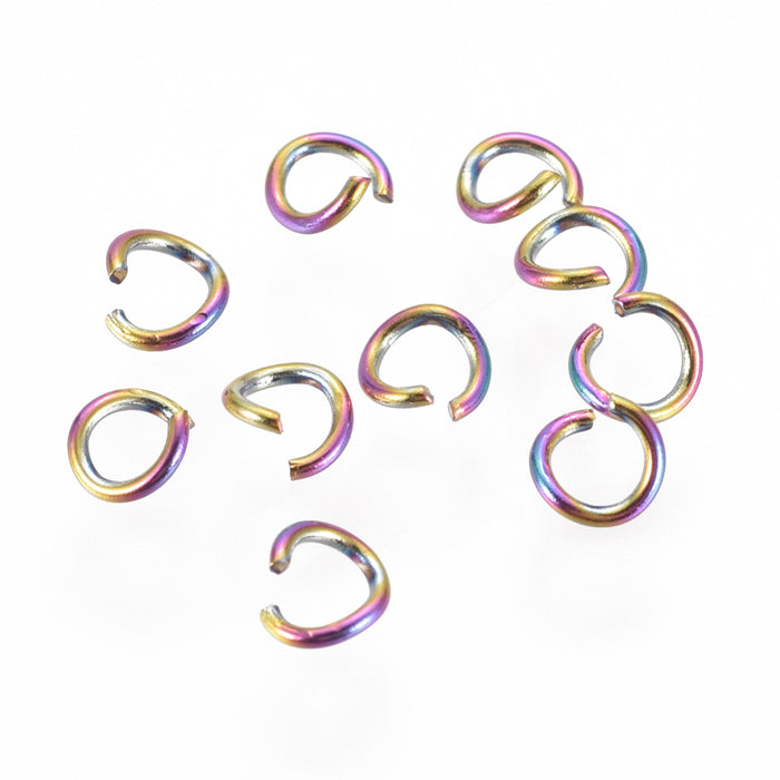 3.5mm 22g Open Jump Rings - Rainbow Plated Stainless Steel***