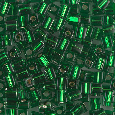 Miyuki 4.0mm CUBE Beads - Silver Lined Green