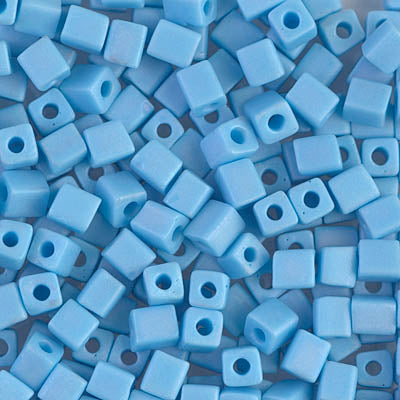 Miyuki 4.0mm CUBE Beads - Matte Opaque Turquoise Blue AB