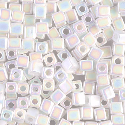 Miyuki 4.0mm CUBE Beads - White AB