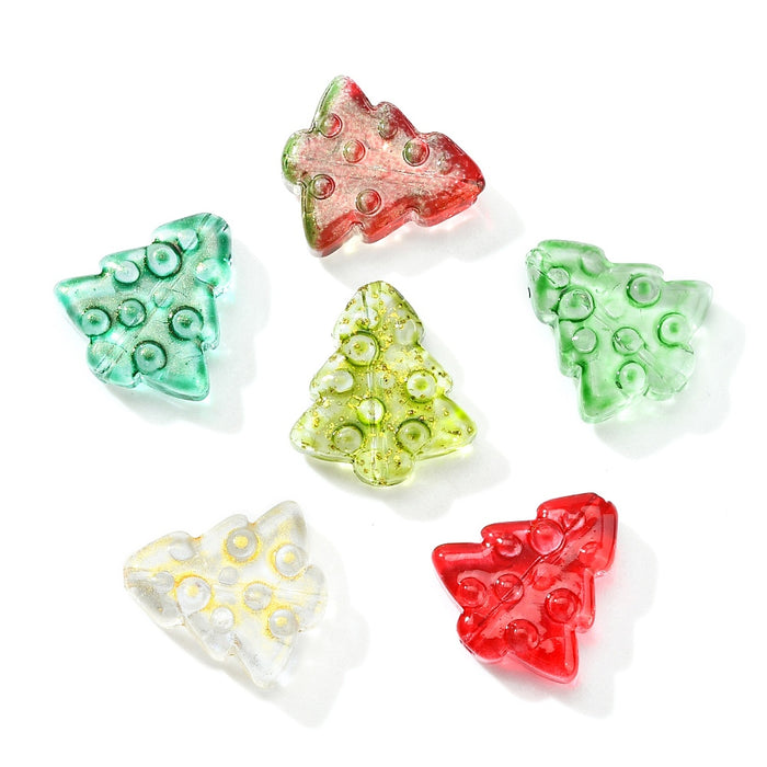 15mm x 16.5mm Glass Christmas Tree Beads***