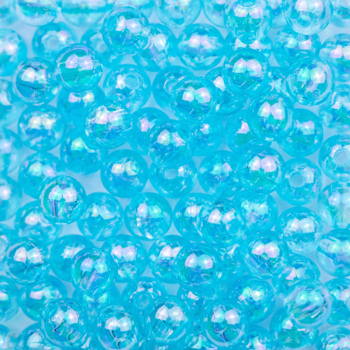6mm Acrylic Round Beads - Transparent Aqua AB
