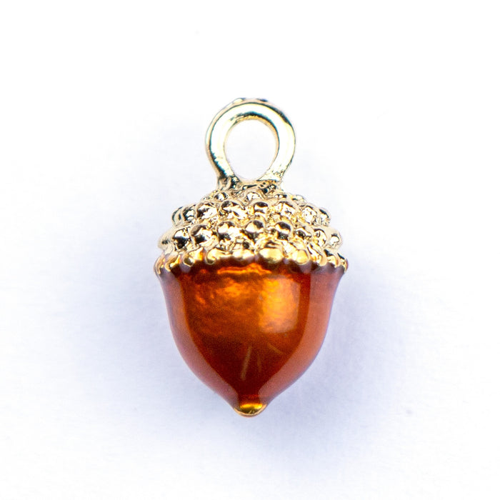 9mm x 14mm Brown Acorn Charm - Enamel and Base Metal***