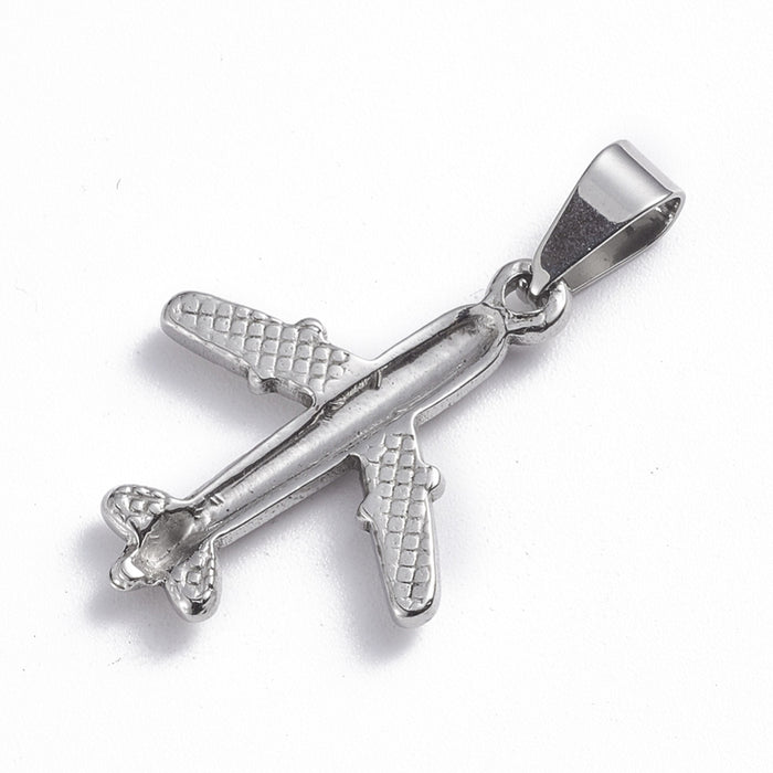 21mm x 25mm Plane Charm - Silver Plated