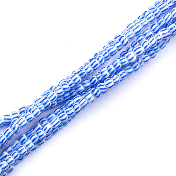 5mm x 2-4mm White and Blue Rondelle Beads***