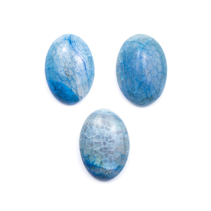 25mm x 18mm Dyed Blue Fire Agate Oval Cabochon***