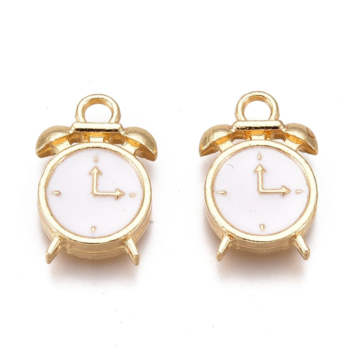 11mm x 16mm White Clock Charm - Enamel and Base Metal***