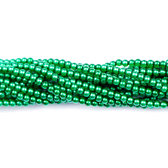 2mm Round  Glass Pearl - Emerald***