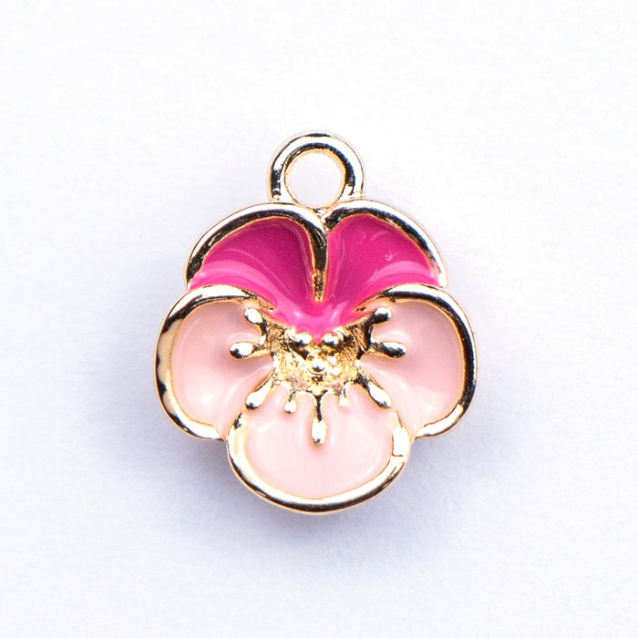 11mm x 12mm Pink Cherry Blossom Charm - Enamel and Base Metal***