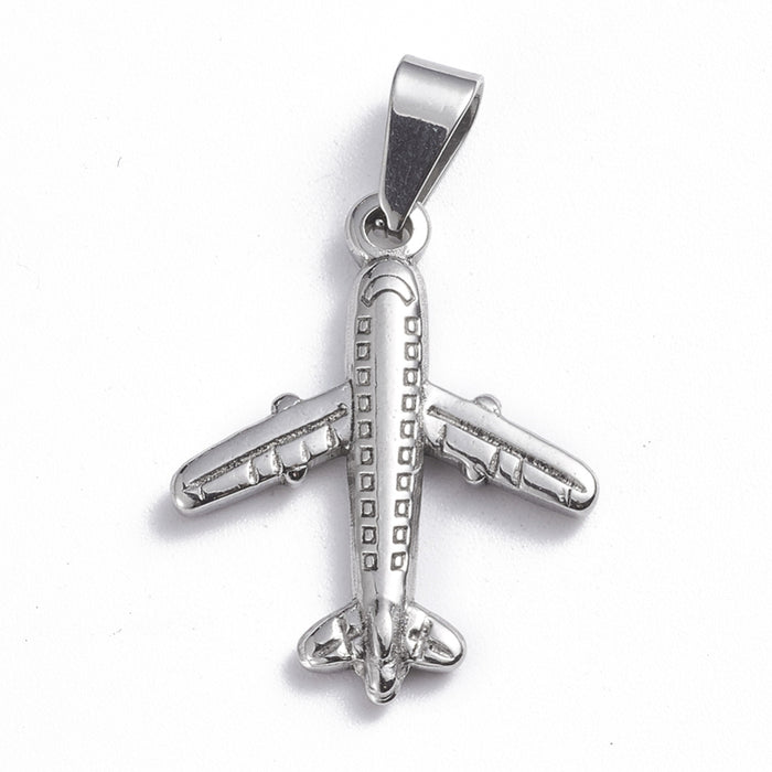 21mm x 25mm Plane Charm - Silver Plated