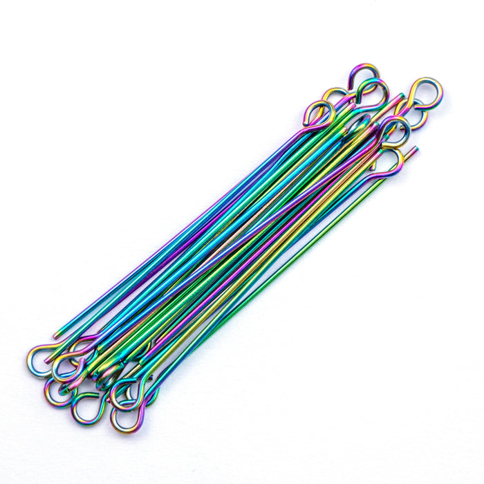 1.5" 22ga. Eye Pin - Rainbow Plated Stainless Steel