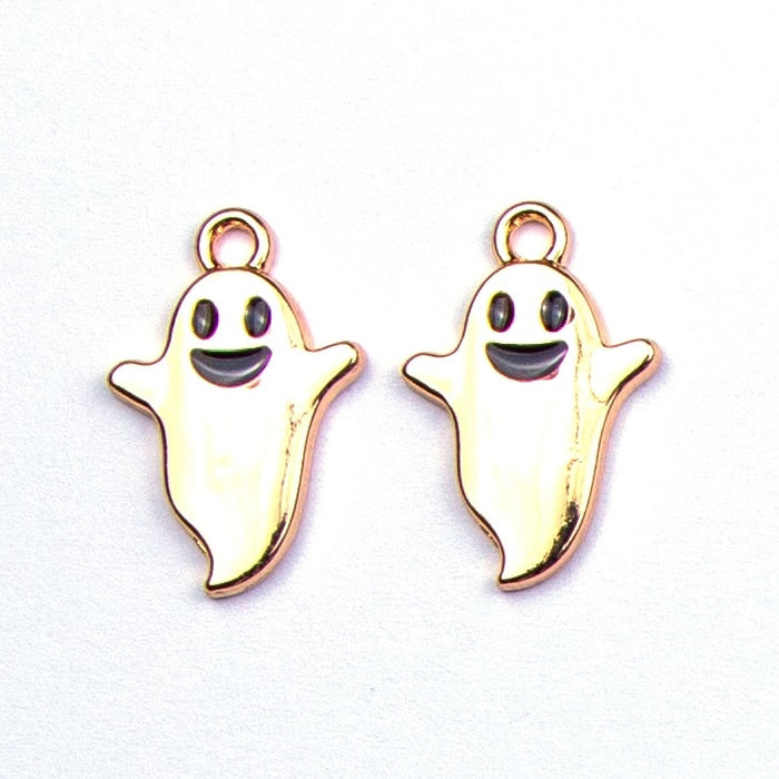 14mm x 21mm Gold Ghost Charm - Enamel and Base Metal***