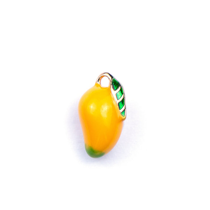 8mm x 12mm Yellow Mango Charm - Enamel and Base Metal