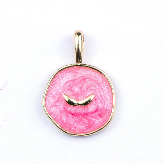 18mm x 21mm Pink Butterfly Charm - Enamel and Base Metal