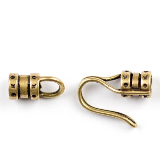 4mm Crimp Hook and Eye - Antique Brass